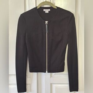 NEVER WORN! Helmut Lang Black Grosgrain Texture Stretch ZipFront Blazer SZ: P/XS